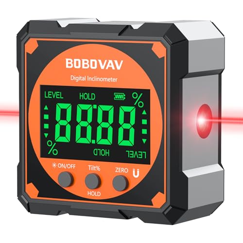 Digitaler Winkelmesser Laser, Wasserwaage Neigungsmesser mit 4-seitigem Magnet und LCD Display für präzise Messungen in der Rohr-, Holzarbeitung und im Auto