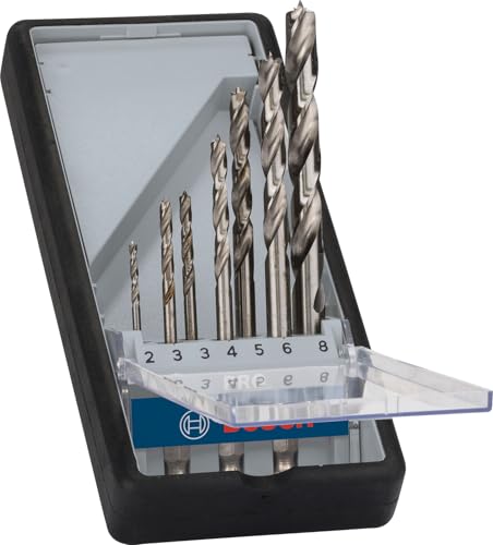 Bosch HSS-Holzbohrersatz 7-tlg. Sechskantschaft mit 2 - 8 mm Durchmessern, robuste Materialien und präzise Bohrungen für Schreiner und Holzarbeiter