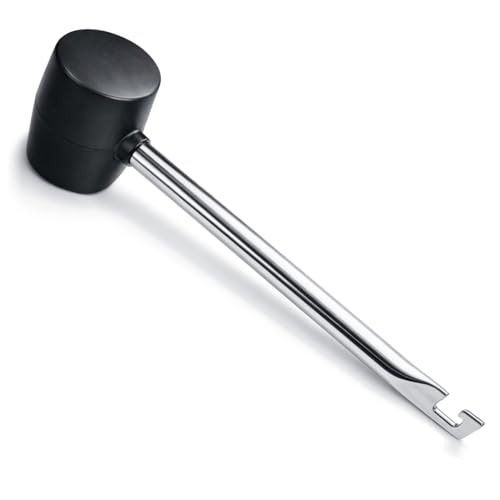 Gummihammer mit Heringsauszieher für Camping und Handwerk, Schonhammer mit Metallschaft und gedämpften Sanft-Schlägen