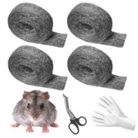 Effektive Schutzmaßnahmen gegen Mäuse - Stahlwolle 20m, 4 Rollen Maus Stahlwolle 0000 Rattensichere Gegen Mäuse Ratten mit Schere Handschuhe Löcher Stopfen Wand im Garten/Haus/Garage