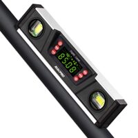 Digitale magnetische Wasserwaage und Winkelmesser - RISEPRO 10 Zoll IP54-geschützter elektronischer Blasen-Neigungsmesser, Winkelsucher, Messgerät mit großem VA-Display und Sockel mit V-Nut DL135-B