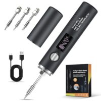 Diymore Akku-Lötkolben-Set, kabelloses Lötkolben mit 5-Gänge-Temperatur-Einstellung, 260 ℃-420 ℃, für Reparaturen und Schweißen von Haushaltsgeräten, Heimwerkerarbeiten, Schmuck und mehr.