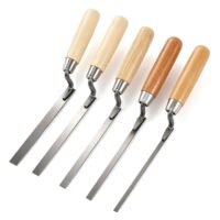Edelstahl Fugenkelle, 5 Teiliges Set mit verschiedenen Größen von 6/8/10/12/15mm, Stoßfugenkelle mit Holzgriff für professionelle und Heimwerkerprojekte