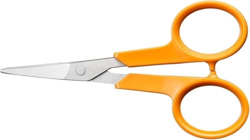 Fiskars Classic Manikürschere, Gebogen, Rechts- und Linkshändig, Gesamtlänge: 10 cm, Verbesserte Griff-Ergonomik, Qualitätsstahl/Kunststoff, Orange