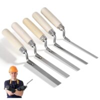 Fugenkellen-Set mit 5 verschiedenen Größen für verschiedene Fugenbreiten, aus hochwertigem Kohlenstoffstahl mit ergonomischem Holzgriff, ideal für Verputzen, Spachteln und Fugenarbeiten