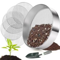 Gaethra Gartensieb, 30cm Erdsieb mit 5 austauschbaren Siebeinsätzen und Schaufel aus Edelstahl für Gartenarbeit, Kompostieren und Saatgut