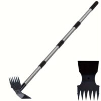 Gartenhacke mit Stiel, 116 cm, 3-Zinken-Doppelhacke Unkraut-Harke Metall, multifunktionale Hacke für Gartengeräte zum Lockern, Lüften und Jäten des Bodens