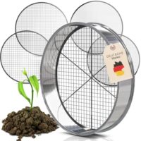 Hochwertiges Edelstahl-Gartensieb mit 5 Maschenweiten und zusätzlicher Querstrebe für witterungsbeständige Kompostsiebung in Garten oder Komposterde