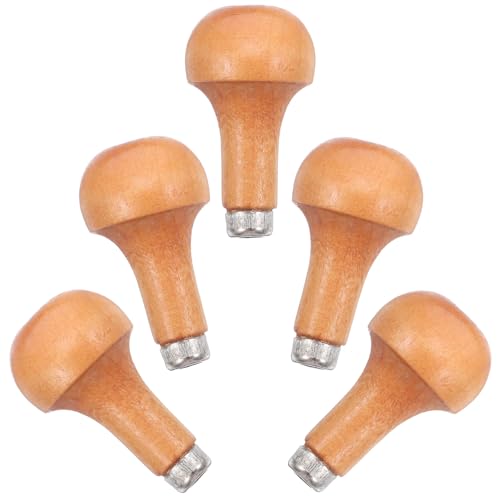 DIKACA 5 Stück Holzwerkzeuggriff mit Pilzförmigem Ergonomischem Holzgriff Robuster Ersatzgriff für Holz und Metallfeilen, Stichel und Gravierwerkzeuge Vielseitig für Holzbildhauerei