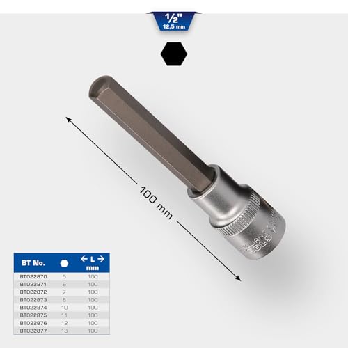 Innensechskant Bit-Stecknuss aus hochwertigem Chrom-Vanadium-Stahl mit Vierkanten-Antrieb und Kugelarretierung für Bohren in Metall oder Holz