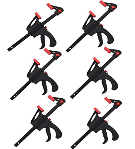 KAHEIGN 6Pcs Quick Grip Klemmen, Holzbearbeitung Werkzeug, 4-Zoll Ratschenstangenklemmen Einhandstangenklemme für Holz Schnelle und einfache Klemmung