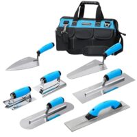 Beton-Veredelungswerkzeug-Set mit 8 verschiedenen Werkzeugen: Magnesium-Glätter, Veredelungs-, Poolkelle, Mess-, Ziegelkelle, Beton-Rillenfräser und Kantenhobel für Mauerwerk, Stuckreparatur und Ziegelei