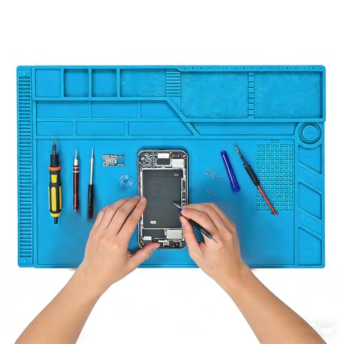 Lötmatte Silikon, 55 x 35 cm Magnetische Lötmatte für Elektronik-Reparatur und Montagehilfe