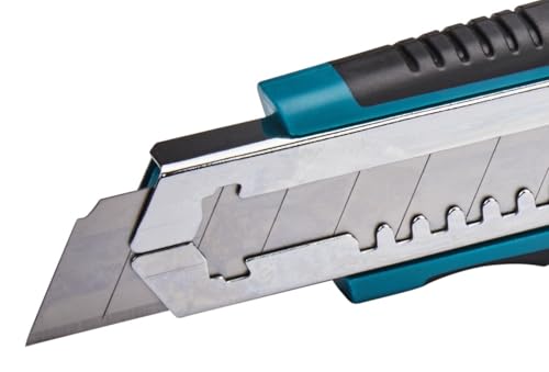 Makita Abbrechklingenmesser mit 8 Ersatzklingen und gummiertem ergonomischem Griff für sicheres Arbeiten bei Teppich und Cuttermessern