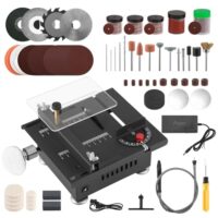 Mini Multifunktions Tischkreissäge, 100W Tragbare Mini Tischkreissäge, 7 Gang Netzteil 0-90° Schneiden Elektrischer Holzschneidetischcutter Verstellbare Gehrungstischsäge für Holz Kunststoff Acryl