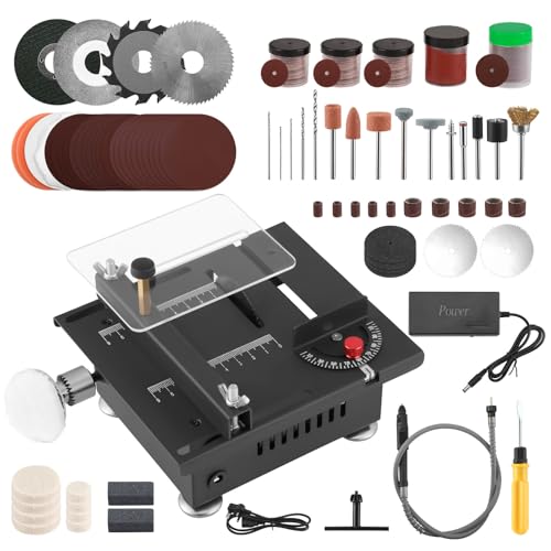Mini Multifunktions Tischkreissäge, 100W Tragbare Mini Tischkreissäge, 7 Gang Netzteil 0-90° Schneiden Elektrischer Holzschneidetischcutter Verstellbare Gehrungstischsäge für Holz Kunststoff Acryl
