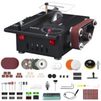 Mini Tischkreissäge mit 4 Klingen, Schneidetischsäge und Bandschleifer in einem - 600 Watt Multifunktionaler Tragbarer Präzisions-DIY-Miniatur-Tischsäge