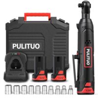 PULITUO Elektrische Ratschenschlüssel Set mit 12V Akku, 3/8