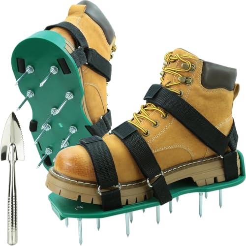 Rasenlüfter Schuhe, HSLighting Nagelschuhe Vertikutierer Ausgleichsmasse mit Doppelter Strap-On-Rist Aerifizierer für Rasen mit Vormontiert