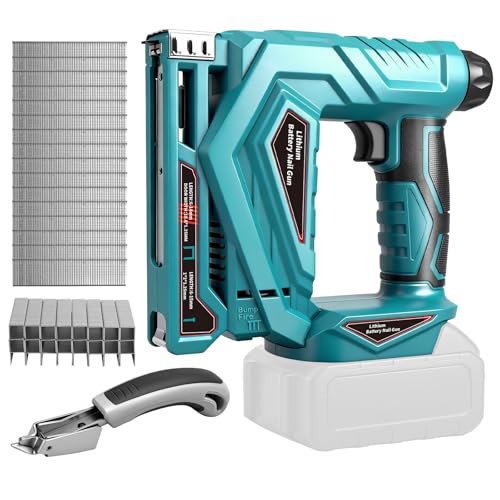 Roadtime Akku-Nagler für Makita 18V Akkus, 18GA Tacker und Nagelpistole Typ140, Bürstenlose Klammerpistole mit 1000 Nägeln und 1000 Klammern