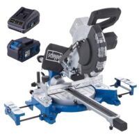 Scheppach Akku Kappzugsäge BC-HM216-X, kabelloses Design, Brushless-Motor-Technologie, 210 mm HW-Sägeblatt, Gehrungswinkel von 45° bis -45°