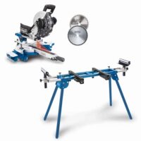 Scheppach Kappzugsäge HM254 mit Untergestell UMF2000: Softstart und Laser - 2000W Leistung, Schnittbreite/Höhe 340 x 90mm, Ø255mm Sägeblatt, Gehrungssäge inkl. 2. Sägeblatt