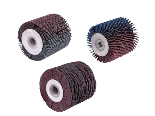 Schleifbüsten Set für Holzoberflächen, Renovierungsschleifer MRS500, 3-teilig, Schleifstreifenbürste, Bürste für gewölbte Oberflächen, Außen- und Innen-Durchmesser 60/13mm