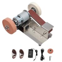 Elektrischer Mini Bandschleifer mit 20 Schleifriemen, 7-stufig einstellbarer Poliermaschine zum Schleifen und Polieren von Metall, Bernstein und Keramik.