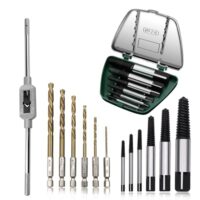 Schraubenausdreher, 13-teilige Linksausdreher-Sets, Screw-Extractor, Schraubenausdreher-Profi-Set inklusive M3-M12-Gewindeschlüssel, geeignet für beschädigte Schrauben und Rohre
