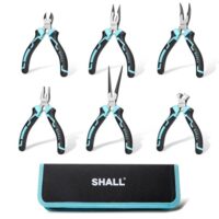 6-teiliges Mini-Zangen-Set von Shall, inkl. Drahtschneider, Seitenschneider, Elektrikerzange, Spitzzange, Langzange und gebogene Spitzzange, für Elektronik und DIY-Projekte