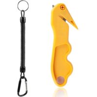 Sicherheitsmesser mit gelber Klinge und schwarzem Schlüsselband zum schnellen Öffnen von Paketen