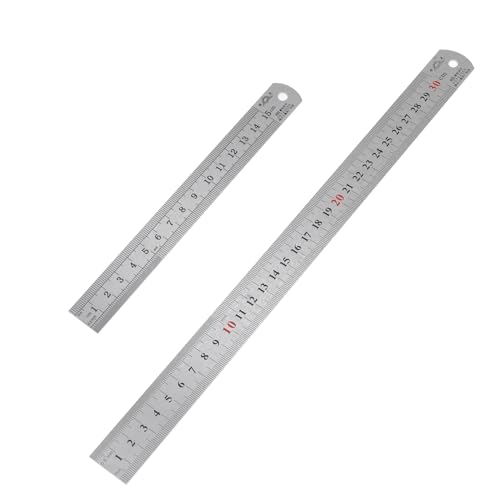 Doppelseitige Metall-Lineale mit 15 bzw. 30 cm Länge, Stahl, Doppelskala, für Engineering, Schule, Büro und Zuhause