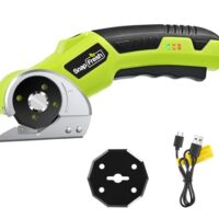 SnapFresh Kartonschneider Akku, Elektrische Schere Rollschneider Kabelloser Universalschneider mit 2 Selbstschärfenden SKS7-Klingen & LED-Licht für Hobbys und DIY-Projekte