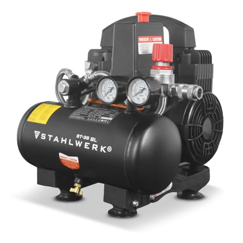 STAHLWERK Kompressor mit 3 L Tank, leise und vibrationsarm, ölfrei, Druckluftkompressor mit Brushless-Motoren
