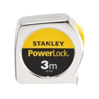 STANLEY Maßband Bandmaß/Messband Powerlock, 3 Meter lang, Metall, Gürtelclip, extra starker Band, gebogen, beidseitige Skala, Mylar-Schutzschicht, Endhaken zweifach vernietet