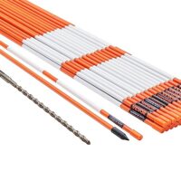 VEVOR 30er-Set Schneestangen mit orangefarbenen Markierungen, UV-beständig und reflektierend. Inklusive Schutzhandschuhe und Stahlbohrer für eine sichere Winter-Einfahrt.