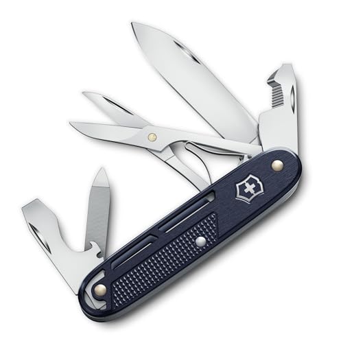 Victorinox Synergy X Alox Taschenmesser mit dunkelblauer Farbe, 9 Funktionen, Schere und Trageclip