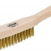 Vigor Messing-Drahtbürste V6807-4, robuste Konstruktion aus Metall und bequemer Griff aus Buchenholz, Drahtstärke 0.3 mm