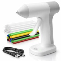 Waitley Kabellose Heißklebepistole mit Akku, USB-C, 30 s Schnellaufheizen, Anti-Tropf-Düse, inkl. 20 7mm Heißklebestiften für DIY, Basteln & Reparaturen