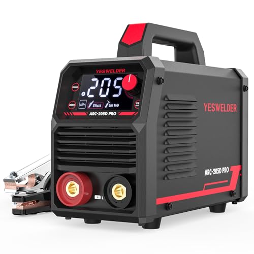 YESWELDER Elektrodenschweißgerät 205 Ampere ARC/LIFT WIG 230V MMA Schweißgerät mit LED-Anzeige und Heißer Start für Heimwerker