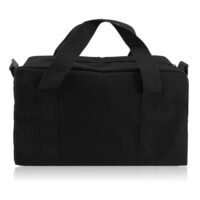 Große Werkzeugtasche aus robustem Canvas in Schwarz, ideal für Bau und Handwerk, weite Öffnung mit Metallbügel
