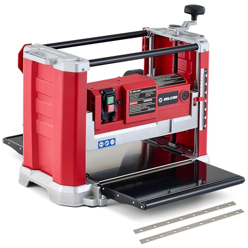 ZELCAN Dickenhobelmaschine mit 2000W Motor und zwei Hobelmessern, für schnelle und effiziente Holzbearbeitung mit hoher Schnittfrequenz von bis zu 20.000/min und Staubabsaugung