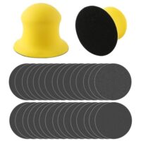 Schleifklotz-Set mit 2 x 3 Zoll Schleifklotzen, Klett-Halterung und 30 Blatt Schleifpapier für DIY Holzbearbeitung