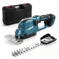 2-in-1 Akku Heckenschere & Grasschere, elektrischer Strauchschneider mit 90° verstellbarem Kopf und 400W Bürstenloser Motor
