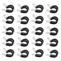 20 Stück Rohrschellen mit Gummieinlage, 10mm Schlauchschellen Edelstahl Kabelklemme Gummi P Clips, Metall Schraubrohrschellen Kabelschellen P-Clips Gelenkrohrschellen