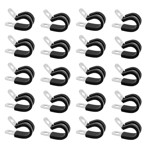 20 Stück Rohrschellen mit Gummieinlage, 10mm Schlauchschellen Edelstahl Kabelklemme Gummi P Clips, Metall Schraubrohrschellen Kabelschellen P-Clips Gelenkrohrschellen