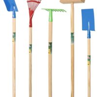 Kinder gartengeräte Set 5 Teile, stabiles Gartenpielzeug aus Metall und Holz, kindergerechtes Gartenwerkzeug für Draußen
