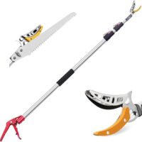 Gartenscheren mit Teleskop, lange Schneidgiraffe für Gartenbesitzer, effiziente und präzise Schnitte, robuster Stahlklinge und Aluminiumstiel, vielseitige Schneidgiraffe für Gartenschererei, Obst- oder Zierbaum-Schneider