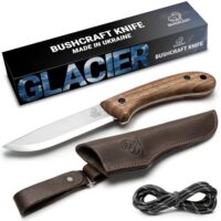Feststehendes Bushcraft Messer mit Full-Tang-Klinge aus Kohlenstoffstahl - Outdoor und Camping Messer für Selbstverteidigung und Survival