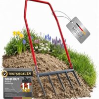 Broadfork Grabegabel 50 cm, die extra stabile Doppelgrabegabel mit 6 mm verstärkten Zinken, inkl. Ebook, rückenschonender Bodenlockerer & Aerifizierer für Harte Böden